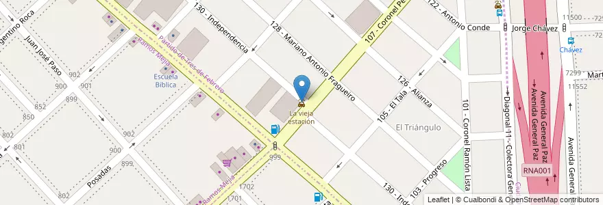 Mapa de ubicacion de La vieja estación en Argentina, Buenos Aires, Partido De Tres De Febrero, Ciudadela.