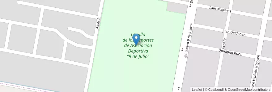 Mapa de ubicacion de La villa de los deportes de Asociación Deportiva "9 de Julio" en アルゼンチン, コルドバ州, Departamento San Justo, Pedanía Libertad, Municipio De Morteros, Morteros.