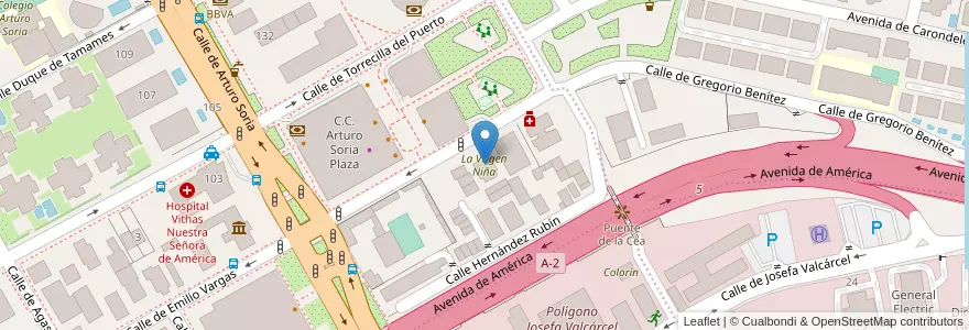 Mapa de ubicacion de La Virgen Niña en Spagna, Comunidad De Madrid, Comunidad De Madrid, Área Metropolitana De Madrid Y Corredor Del Henares, Madrid.