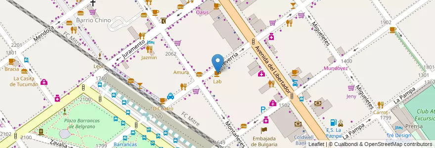 Mapa de ubicacion de Lab, Belgrano en Аргентина, Буэнос-Айрес, Буэнос-Айрес, Comuna 13.