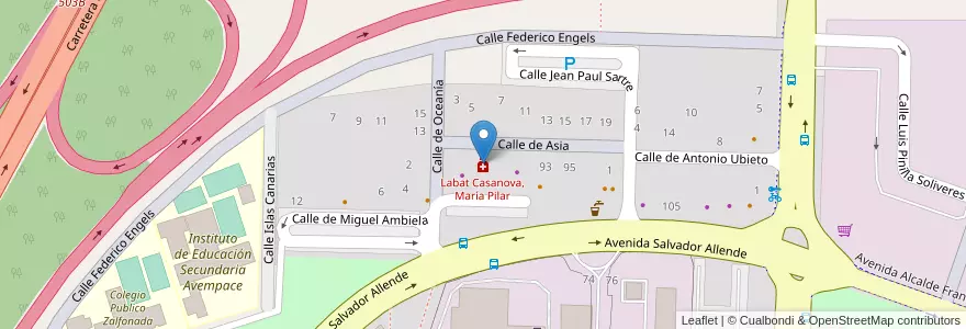 Mapa de ubicacion de Labat Casanova, María Pilar en Espanha, Aragão, Saragoça, Zaragoza, Saragoça.