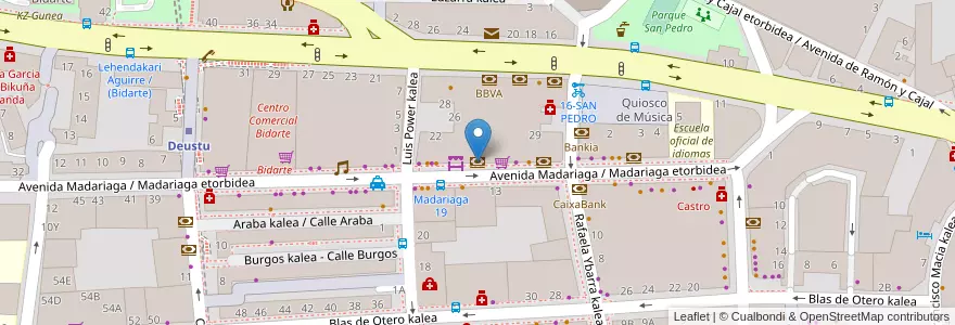 Mapa de ubicacion de Laboral Kutxa en スペイン, バスク州, Bizkaia, Bilboaldea, ビルバオ.