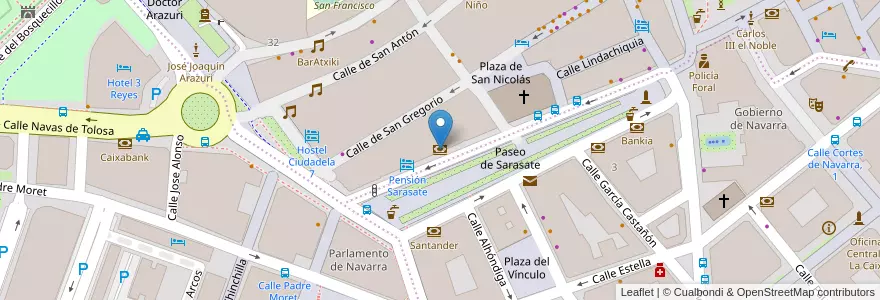 Mapa de ubicacion de Laboral Kutxa en スペイン, ナバーラ州, ナバーラ州, パンプローナ.