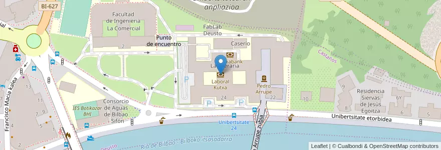 Mapa de ubicacion de Laboral Kutxa en اسپانیا, Euskadi, Bizkaia, Bilboaldea, بیلبائو.