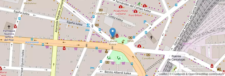 Mapa de ubicacion de Laboral Kutxa en Spanien, Autonome Gemeinschaft Baskenland, Bizkaia, Bilboaldea, Bilbao.