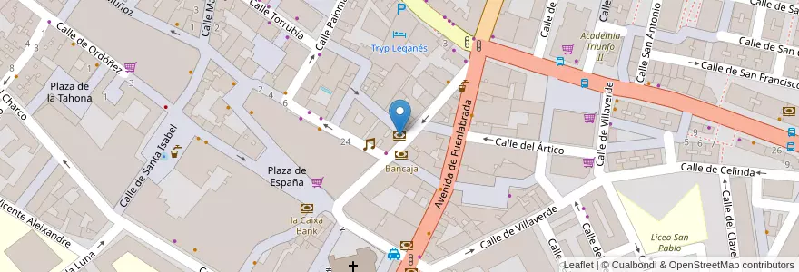 Mapa de ubicacion de Laboral Kutxa en Spanien, Autonome Gemeinschaft Madrid, Autonome Gemeinschaft Madrid, Área Metropolitana De Madrid Y Corredor Del Henares, Leganés.