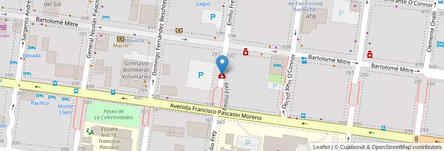 Mapa de ubicacion de Laboratorio Bioquimico Rodriguez en Аргентина, Чили, Рио-Негро, Departamento Bariloche, Municipio De San Carlos De Bariloche, Сан-Карлос-Де-Барилоче.
