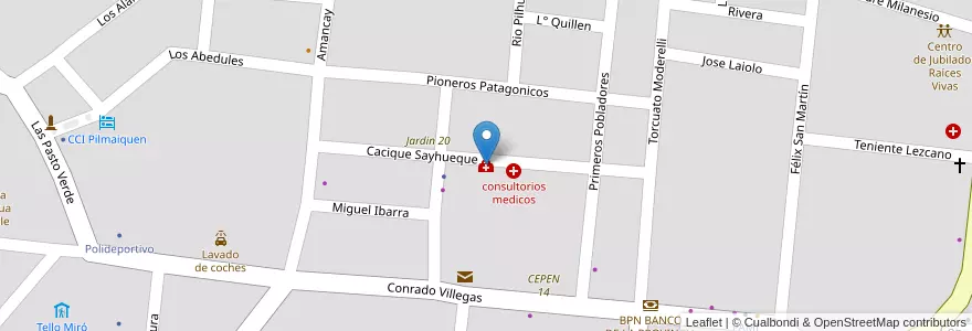 Mapa de ubicacion de Laboratorio de Análisis Medicos en Arjantin, Şili, Neuquén, Departamento Aluminé, Límite Municipio De Aluminé, Aluminé.