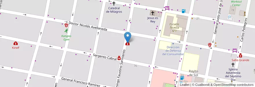 Mapa de ubicacion de Laboratorio de Diagnóstico Bioquímico en Arjantin, Entre Ríos, Departamento Concordia, Distrito Suburbios, Concordia, Concordia.