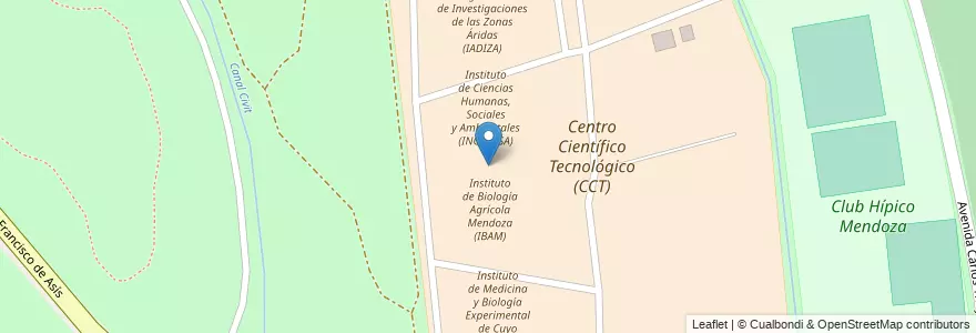 Mapa de ubicacion de Laboratorio de Investigaciones y Servicios Ambientales Mendoza (LISAMEN) en الأرجنتين, تشيلي, Mendoza, Departamento Capital, Sección 9ª Parque General San Martín, Ciudad De Mendoza.