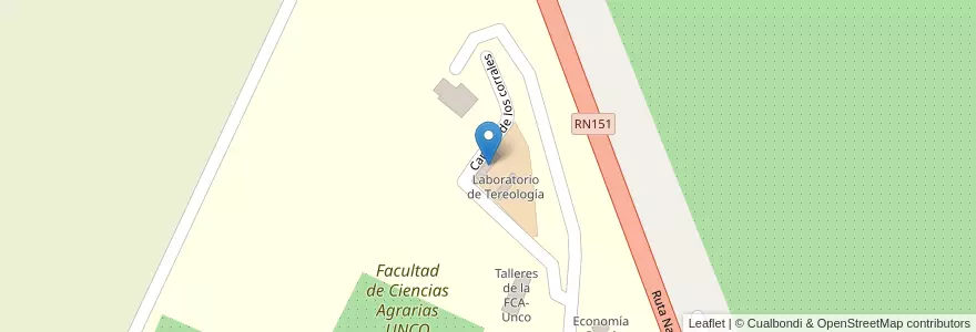 Mapa de ubicacion de Laboratorio de Tereología en Argentina, Chile, Río Negro, Municipio De Cinco Saltos, Departamento General Roca.