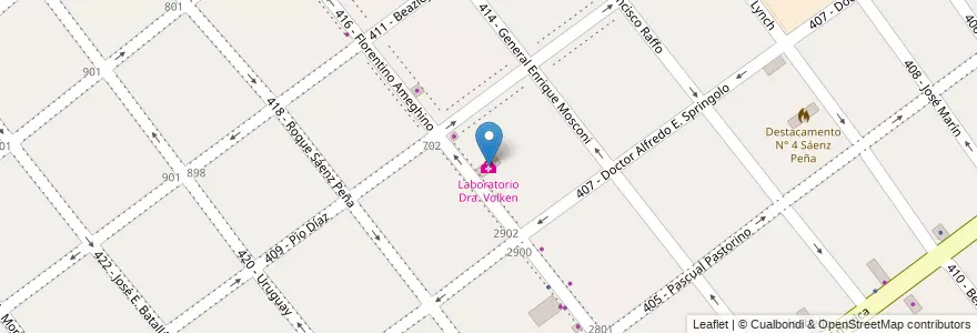 Mapa de ubicacion de Laboratorio Dra. Volken en アルゼンチン, ブエノスアイレス州, Partido De Tres De Febrero, Sáenz Peña.