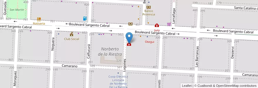Mapa de ubicacion de Laboratorio Fioretti en Argentina, Provincia Di Buenos Aires, Partido De Veinticinco De Mayo, Norberto De La Riestra.