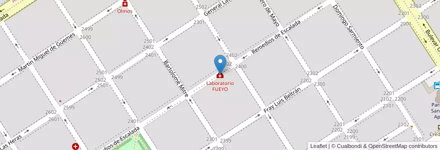 Mapa de ubicacion de Laboratorio FUEYO en Arjantin, Santa Fe, Departamento Caseros, Municipio De Casilda, Casilda.