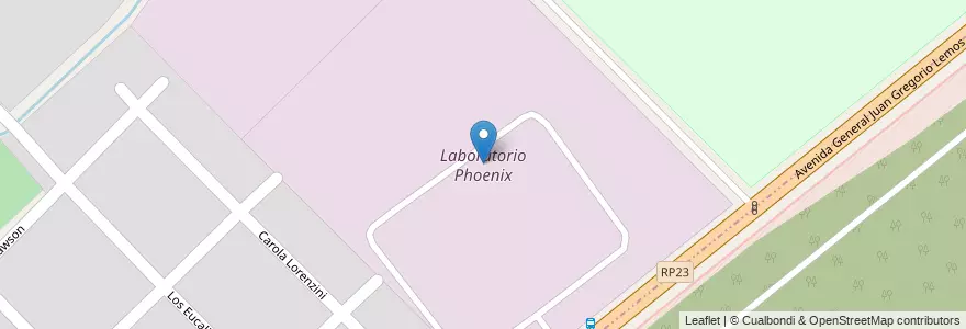 Mapa de ubicacion de Laboratorio Phoenix en Argentina, Provincia Di Buenos Aires, Partido De San Miguel, Campo De Mayo.