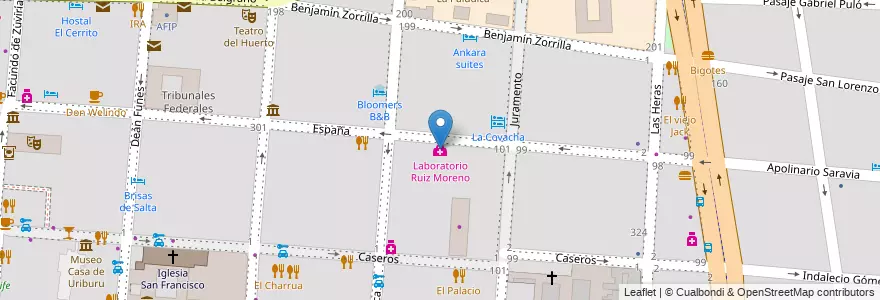 Mapa de ubicacion de Laboratorio Ruiz Moreno en Arjantin, Salta, Capital, Municipio De Salta, Salta.
