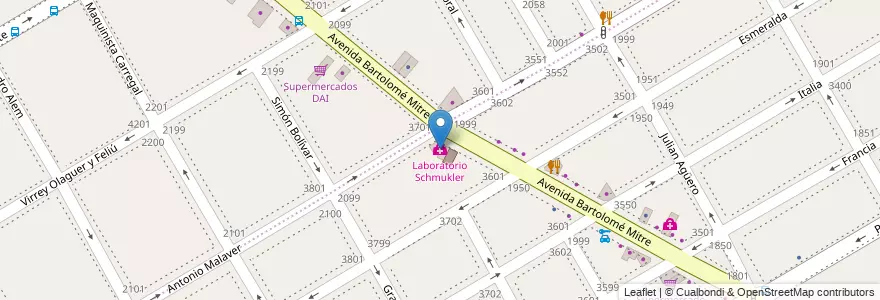 Mapa de ubicacion de Laboratorio Schmukler en Arjantin, Buenos Aires, Partido De Vicente López, Vicente López.