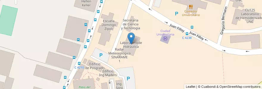 Mapa de ubicacion de Laboratoriode Hidráulica en アルゼンチン, コルドバ州, Departamento Capital, Pedanía Capital, Córdoba, Municipio De Córdoba.