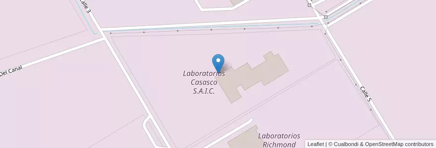 Mapa de ubicacion de Laboratorios Casasco S.A.I.C. en 아르헨티나, 부에노스아이레스주, Partido Del Pilar, Fátima.