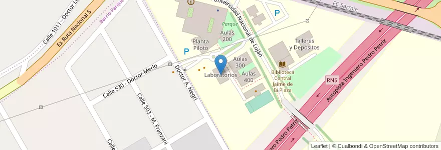 Mapa de ubicacion de Laboratorios en アルゼンチン, ブエノスアイレス州, Partido De Luján.