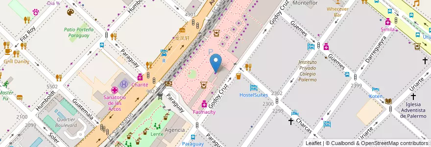 Mapa de ubicacion de Lacoste, Palermo en 아르헨티나, Ciudad Autónoma De Buenos Aires, 부에노스아이레스, Comuna 14.