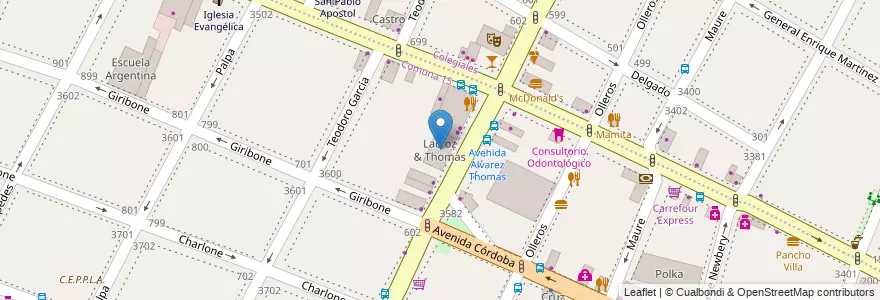 Mapa de ubicacion de Lacroz & Thomas, Chacarita en آرژانتین, Ciudad Autónoma De Buenos Aires, Buenos Aires.
