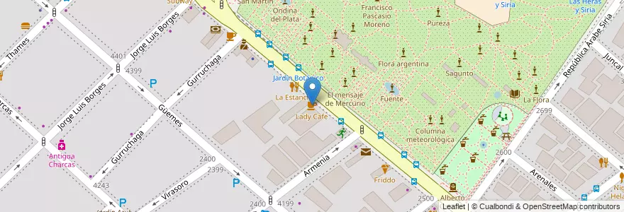 Mapa de ubicacion de Lady Cafe, Palermo en Argentina, Ciudad Autónoma De Buenos Aires, Buenos Aires, Comuna 14.