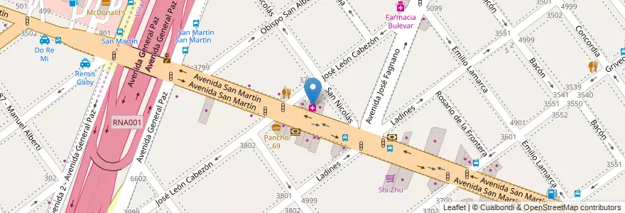 Mapa de ubicacion de Lafe, Villa Devoto en アルゼンチン, ブエノスアイレス州, Comuna 11.