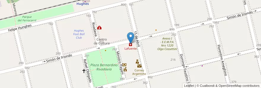 Mapa de ubicacion de Lafuente en Argentina, Santa Fe, Departamento General López, Municipio De Hughes, Hughes.