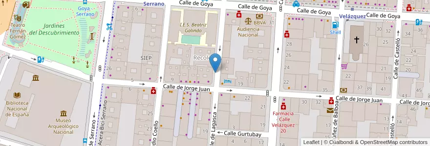 Mapa de ubicacion de LAGASCA, CALLE, DE,25 en İspanya, Comunidad De Madrid, Comunidad De Madrid, Área Metropolitana De Madrid Y Corredor Del Henares, Madrid.
