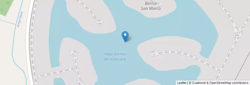 Mapa de ubicacion de lago forma de mascara en Argentina, Buenos Aires, Partido De Tigre, Ingeniero Maschwitz.