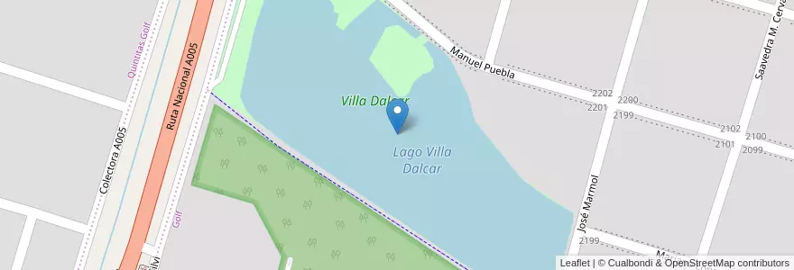 Mapa de ubicacion de Lago Villa Dalcar en Argentinien, Provinz Córdoba, Departamento Río Cuarto, Pedanía Río Cuarto, Municipio De Río Cuarto, Río Cuarto.