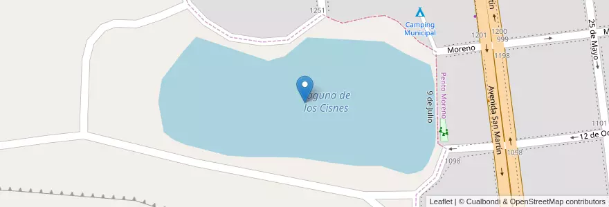 Mapa de ubicacion de Laguna de los Cisnes en الأرجنتين, محافظة سانتا كروز, تشيلي, Lago Buenos Aires, Perito Moreno, Perito Moreno.