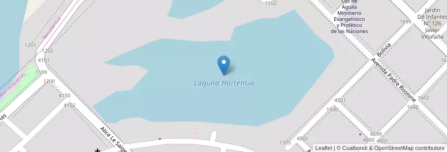 Mapa de ubicacion de Laguna Hortensia en Arjantin, Chaco, Departamento San Fernando, Barranqueras, Barranqueras.