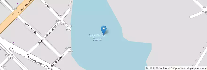 Mapa de ubicacion de Laguna La Toma en Argentinië, Chaco, Departamento San Fernando, Barranqueras, Barranqueras.