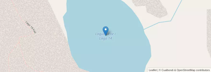 Mapa de ubicacion de Laguna Loe / Lago 14 en アルゼンチン, チリ, サンタクルス州, Lago Argentino.