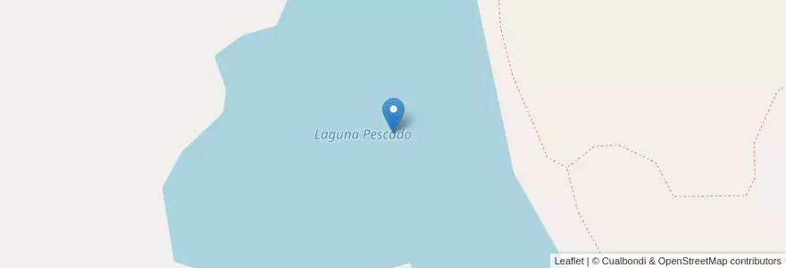 Mapa de ubicacion de Laguna Pescado en アルゼンチン, サンタクルス州, チリ, Río Chico.