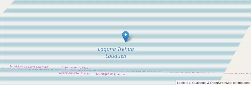 Mapa de ubicacion de Laguna Trehua Lauquen en Arjantin, La Pampa, Departamento Toay, Municipio De Carro Quemado, Departamento Utracán.