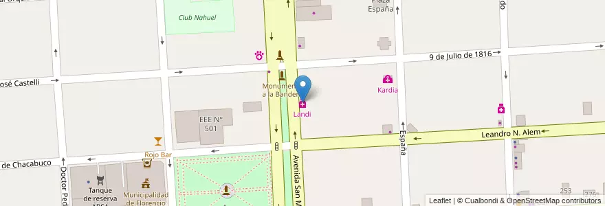 Mapa de ubicacion de Landi en Arjantin, Buenos Aires, Partido De Florencio Varela, Florencio Varela.
