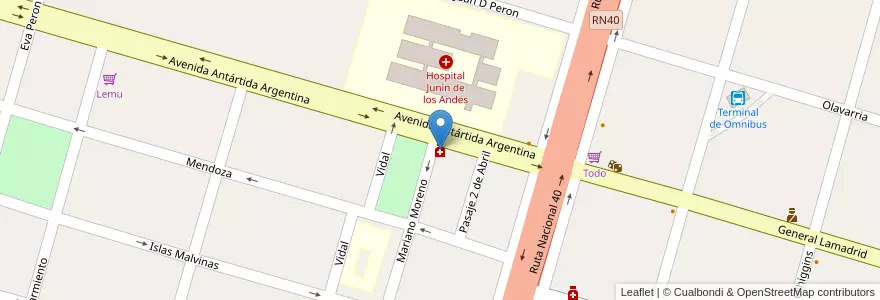 Mapa de ubicacion de Lanin en 阿根廷, 智利, 內烏肯省, Departamento Huiliches, Junín De Los Andes.