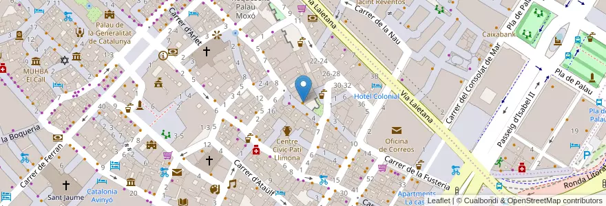Mapa de ubicacion de L'Antic Bocoi del Gòtic en 스페인, Catalunya, Barcelona, Barcelonès, 바르셀로나.