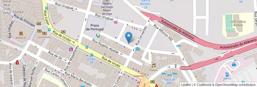 Mapa de ubicacion de Lareca en Испания, Галисия, Понтеведра, Vigo, Vigo.