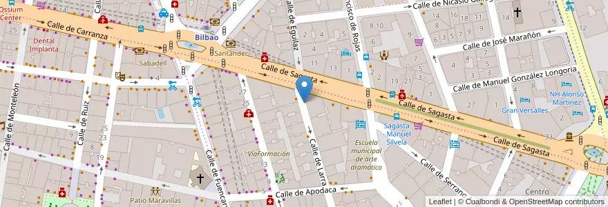 Mapa de ubicacion de LARRA, CALLE, DE,18 en 스페인, Comunidad De Madrid, Comunidad De Madrid, Área Metropolitana De Madrid Y Corredor Del Henares, 마드리드.