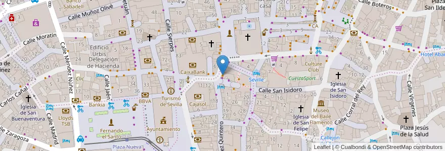 Mapa de ubicacion de Las Casas de los Mercaderes en Espanha, Andaluzia, Sevilla, Sevilla.