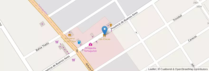 Mapa de ubicacion de Las Chicas en Argentina, Buenos Aires, Tortuguitas.