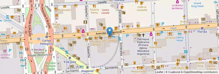 Mapa de ubicacion de Las Cuartetas, San Nicolas en 아르헨티나, Ciudad Autónoma De Buenos Aires, Comuna 1, 부에노스아이레스.