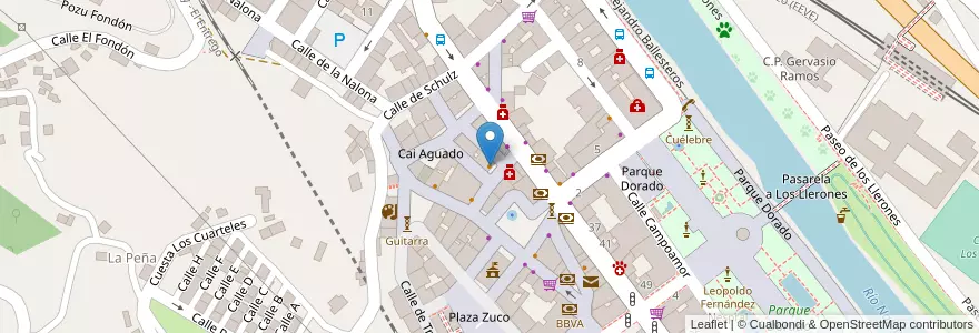 Mapa de ubicacion de Las Delicias en Испания, Астурия, Астурия, Llangréu/Langreo.
