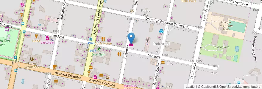 Mapa de ubicacion de Las Gaviotas en Arjantin, Santa Fe, Departamento Rosario, Municipio De Funes, Funes.