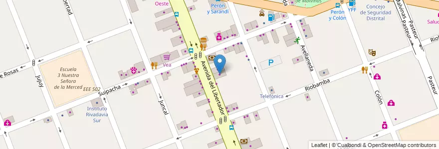 Mapa de ubicacion de Las Leñas Mall en アルゼンチン, ブエノスアイレス州, Partido De Merlo, Merlo.