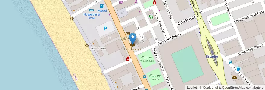 Mapa de ubicacion de Las Libreras en Spagna, Andalucía, Cádiz, Bahía De Cádiz, Cádiz.